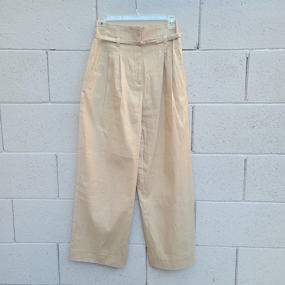 Derek Lam 10 Crosby | Sergio Linen Blend High Waist Wide Leg Pants Size 6 - Picture 2 of 11